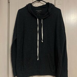 American Eagle Outfitters Charcoal Hoodie with White Strings